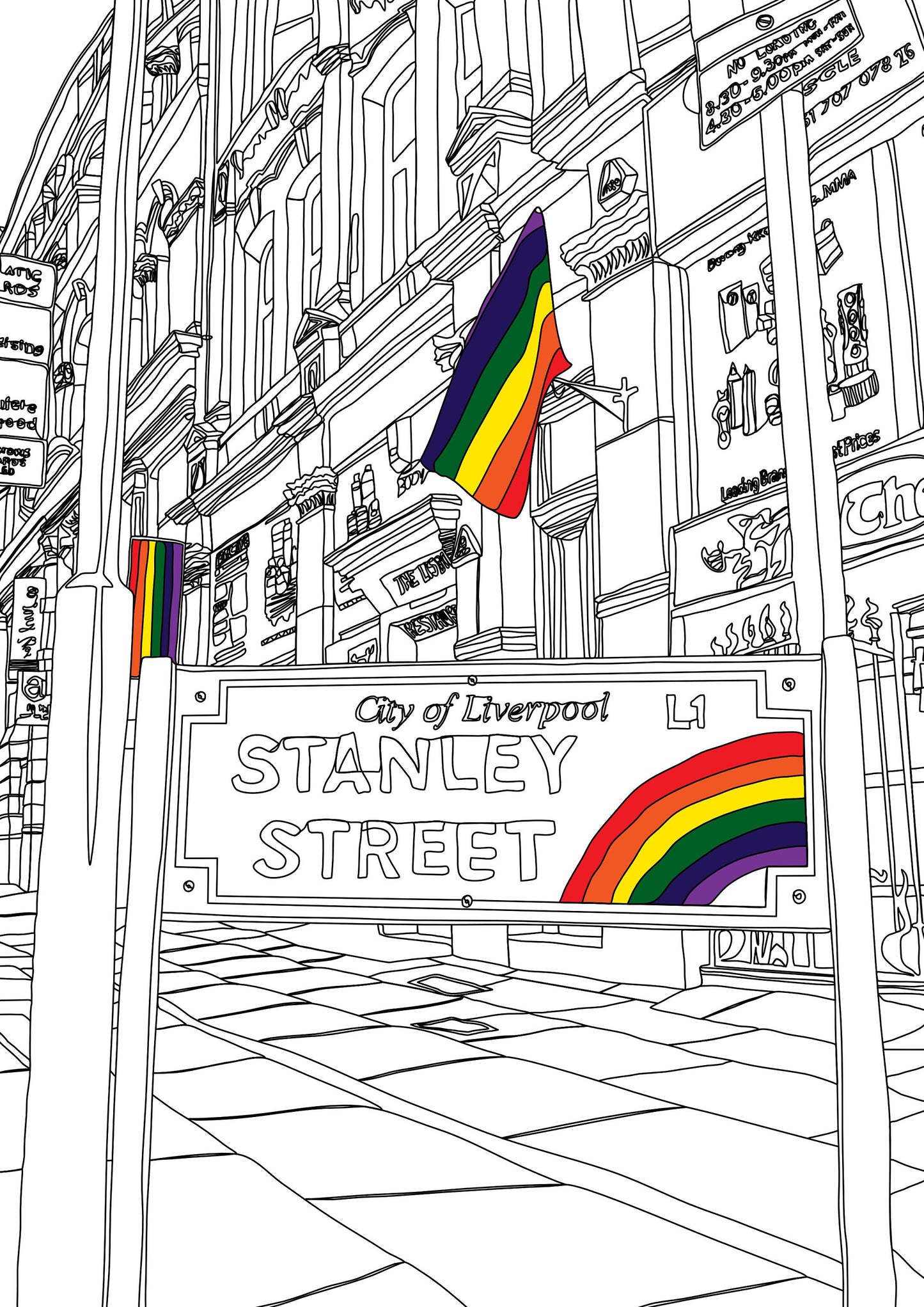 Line Art | Liverpool Stanley Street | Landmark | Pride | Illustration Print