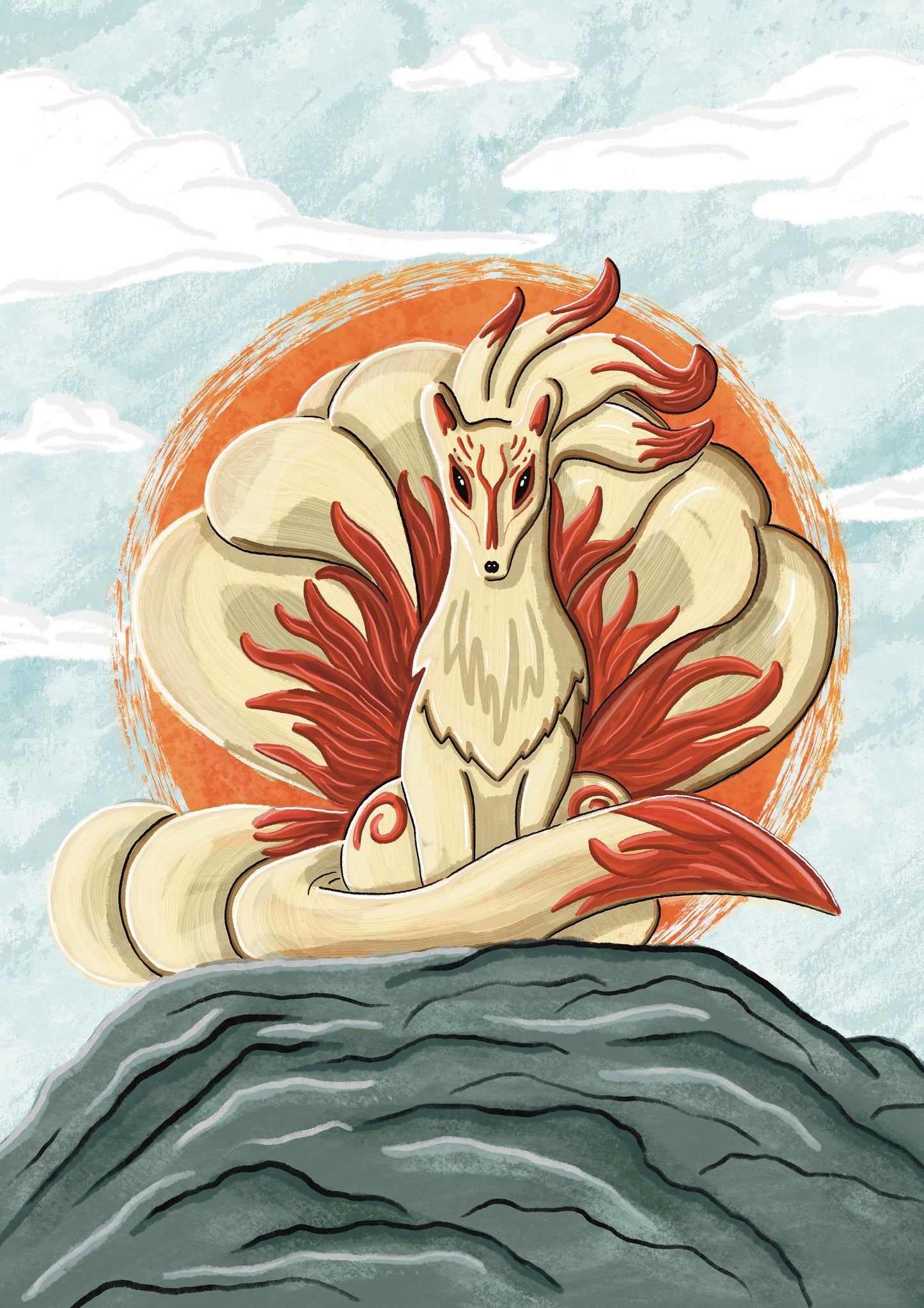 Wall Art | Kitsune | Ninetales | Anime | Pokémon | Illustration Print