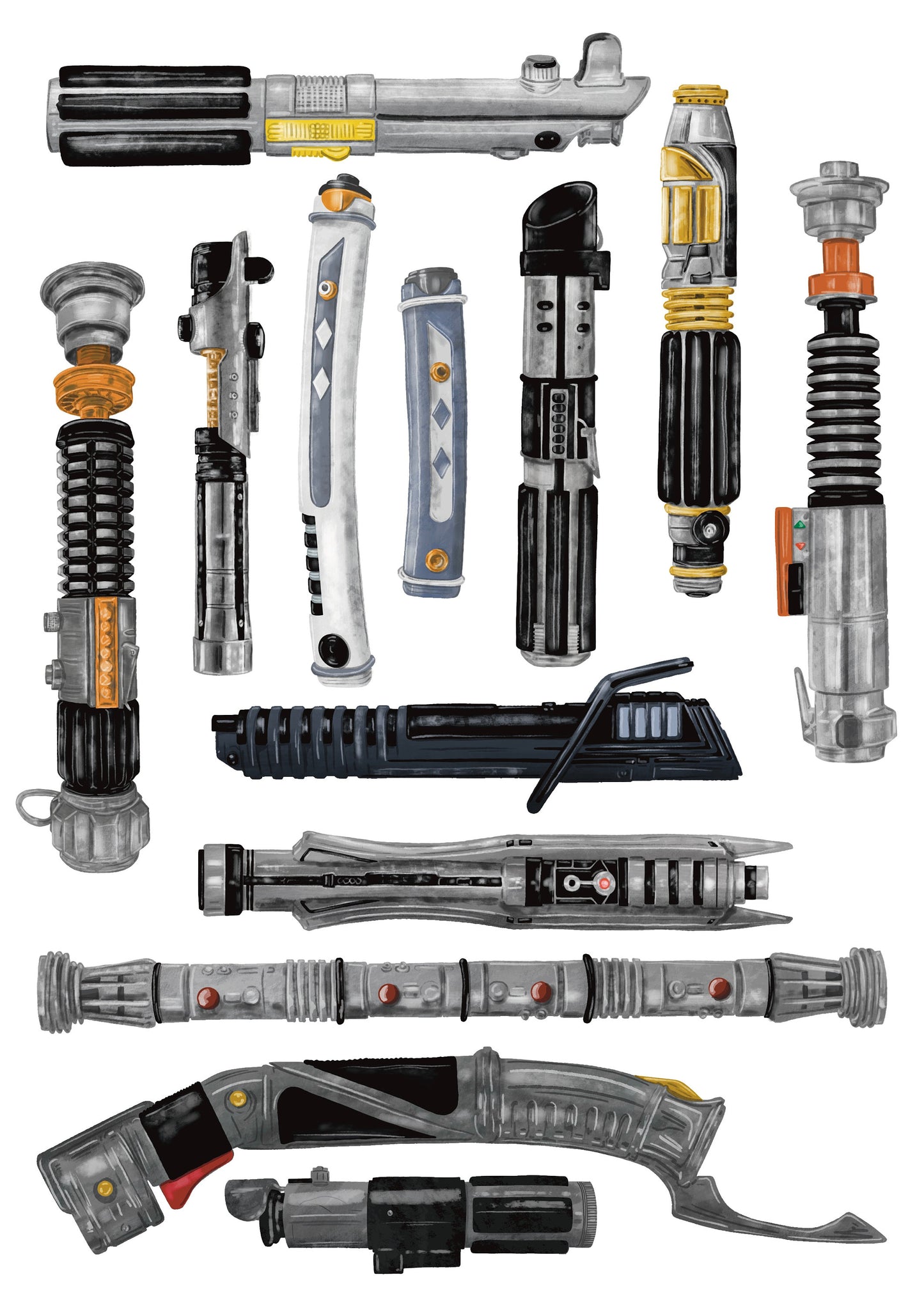 Wall Art | Lightsaber Handles | Star Wars | Illustration Print