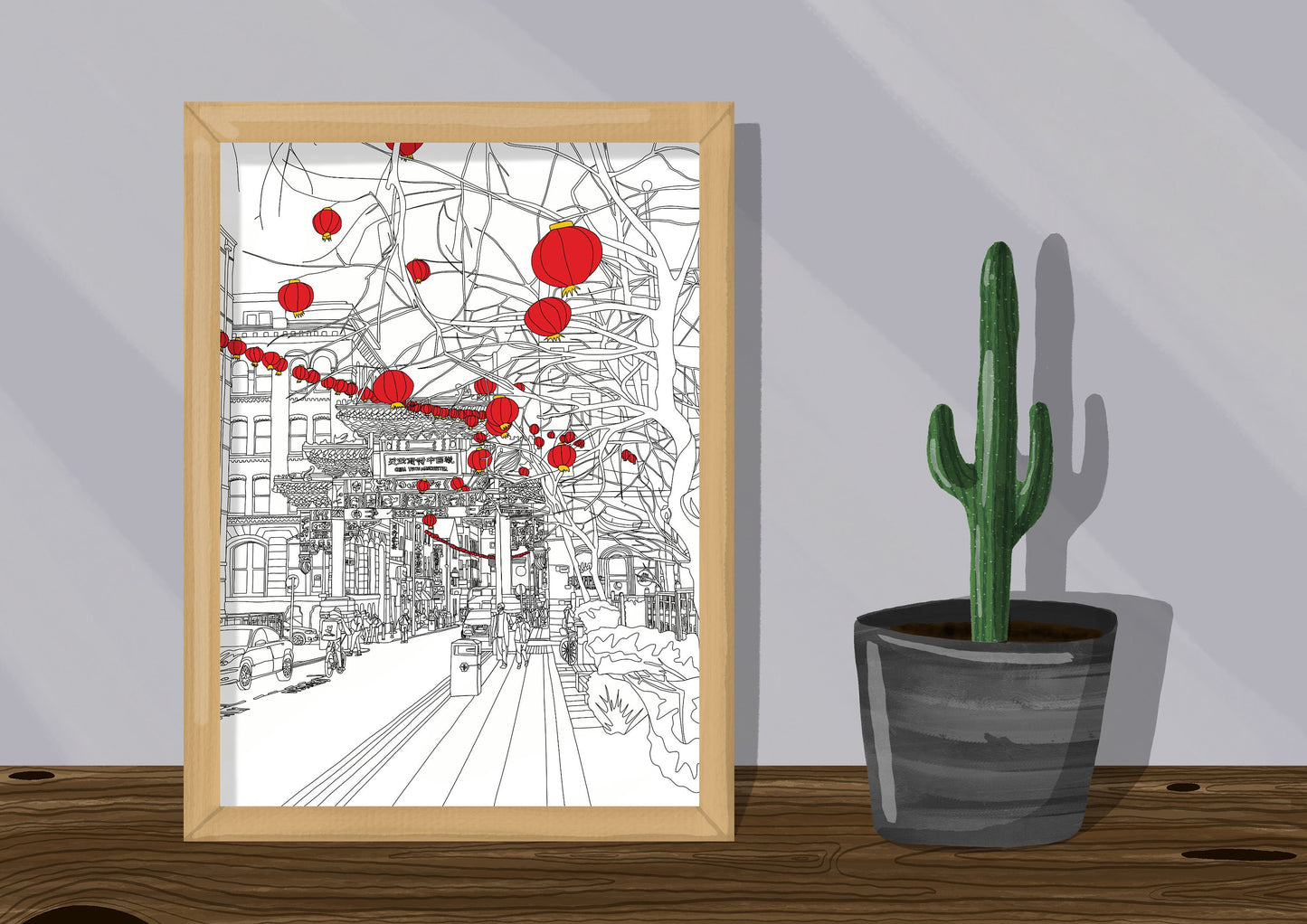Line Art | Manchester China Town | Landmark | Illustration Print